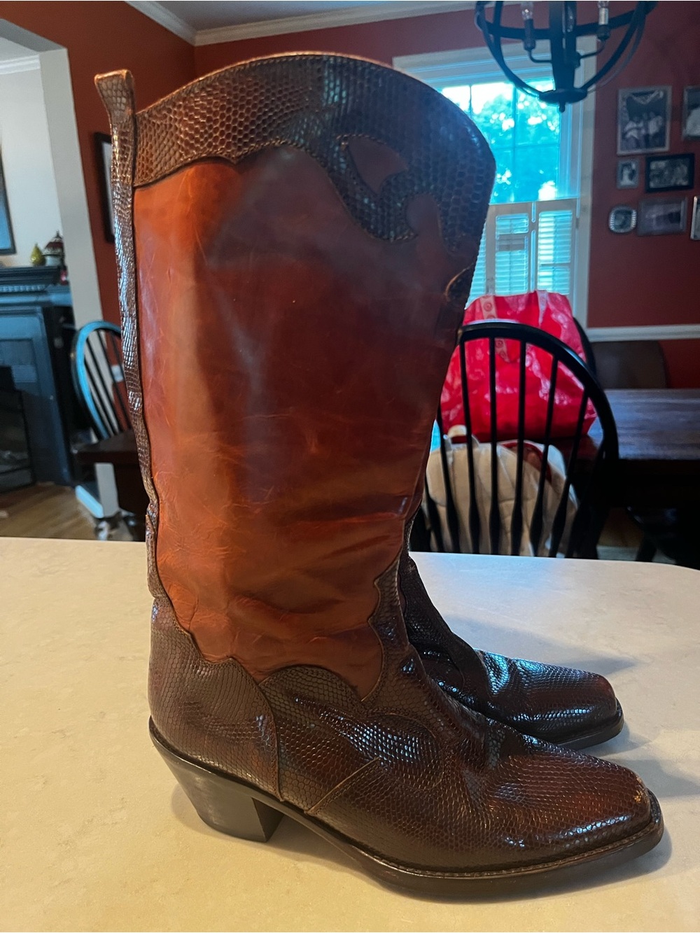 Joan & David Two-Tone Brown Cowboy Boots